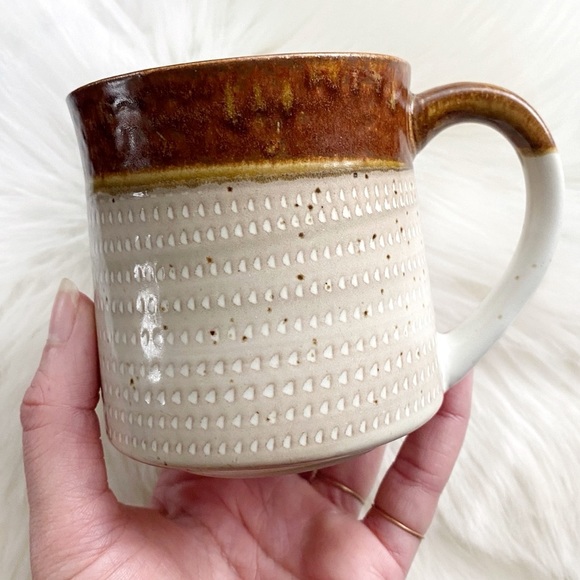Vintage Earthy Organic Stoneware Coffee Hot Tea Drink Mug | Retro Kitchenware